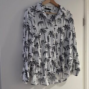 Jane and Delancey Black and White Safari Print Button-Down Shirt
